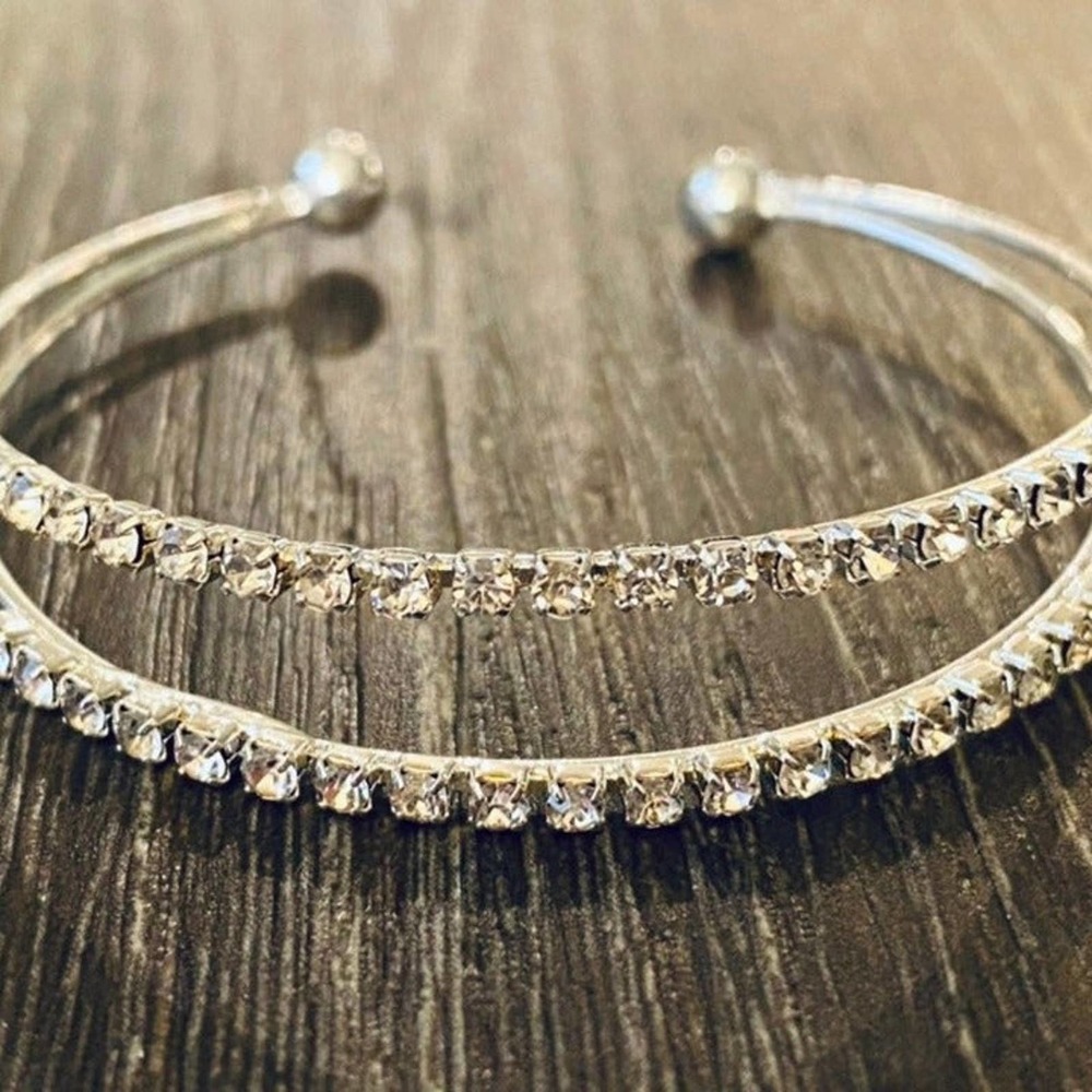 Silver Rhinestone Cuff Bracelet